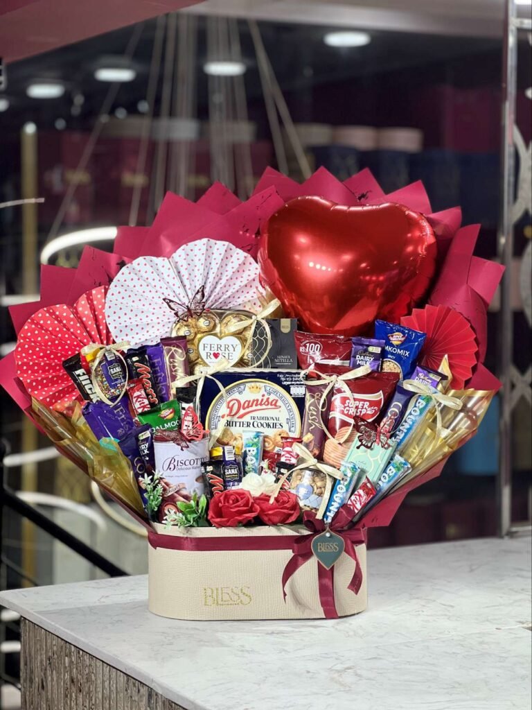Red Romance Heart Balloon Chocolate Hamper