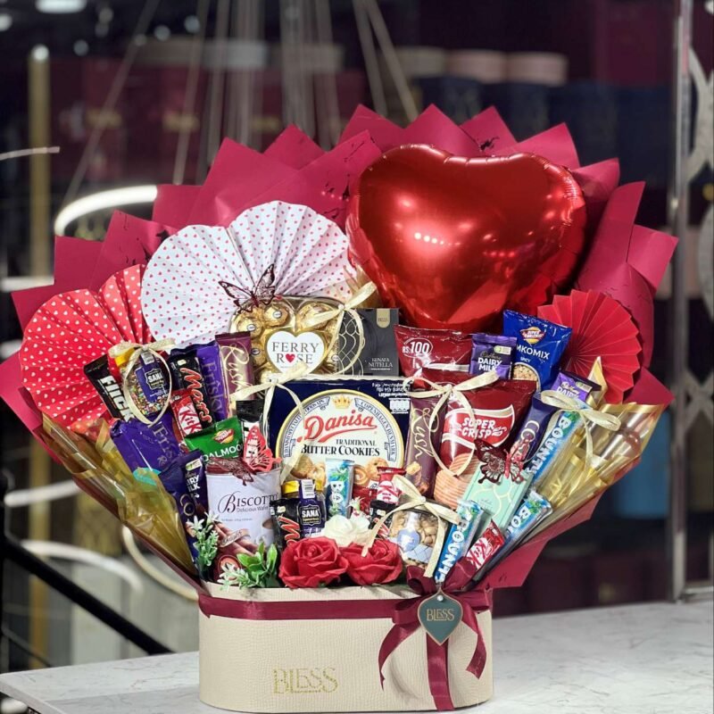 Red Romance Heart Balloon Chocolate Hamper